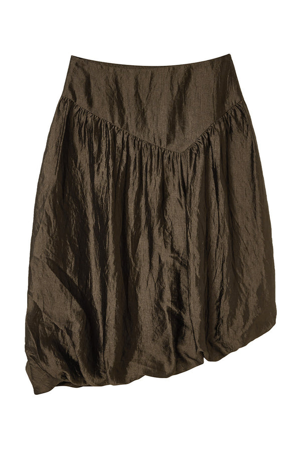 Brown Cowl Neck Camisole and Irregular Skirt Set