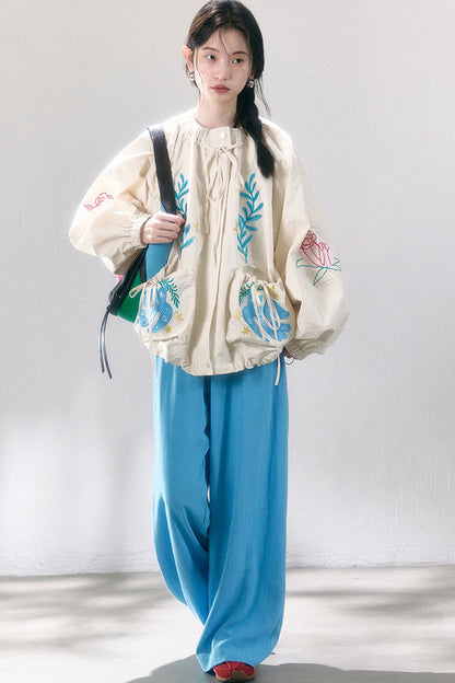 Linen Blend Air Wide-Leg Trousers