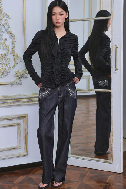 Short Ruffled Modal Hoodie
