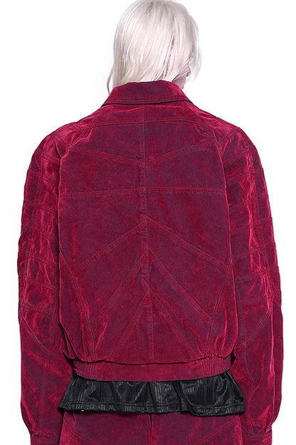 Red Ray Structure Velvet Jacket