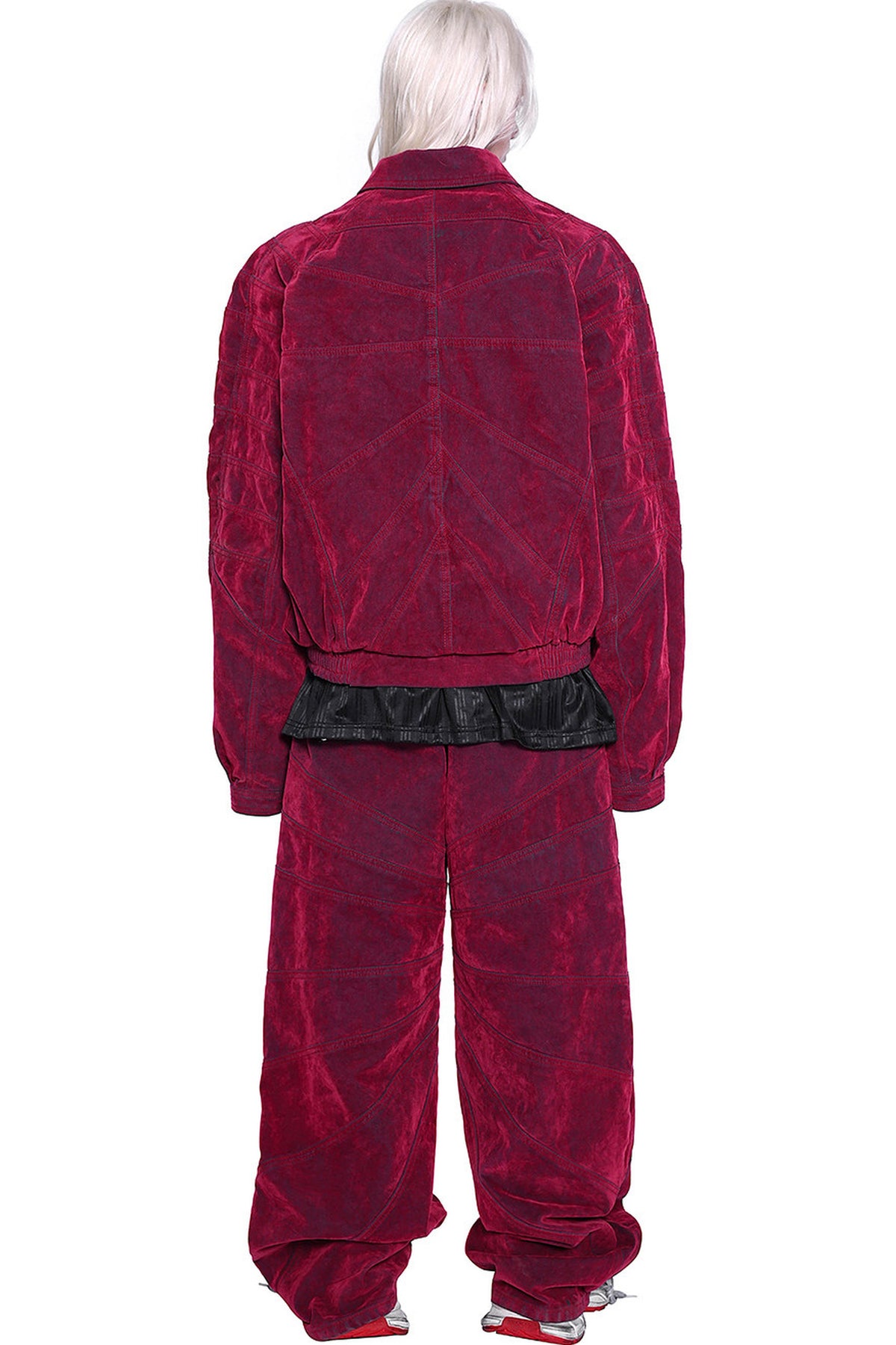 Red Ray Structure Velvet Loose Fit Jeans