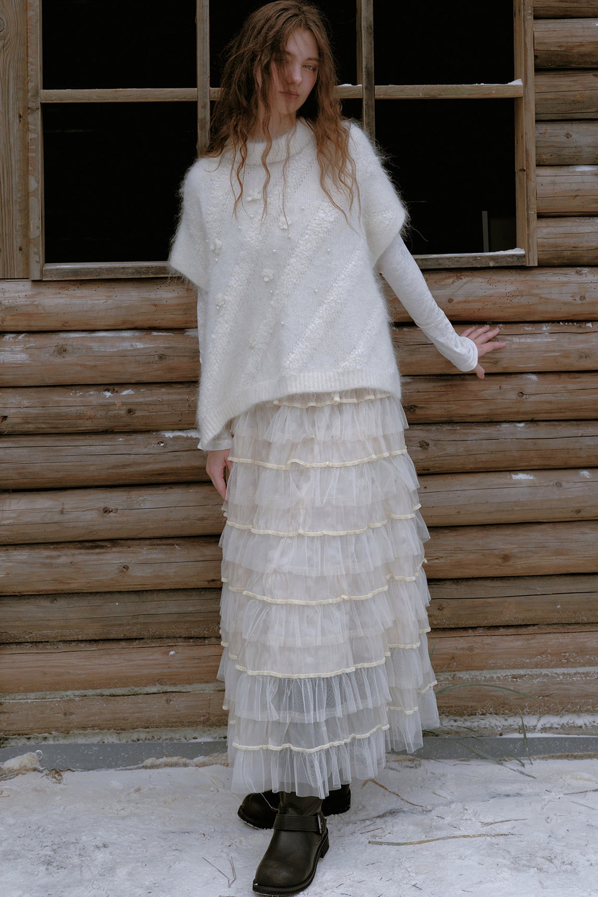 Beaded Alpaca Wool Shawl Skirt Set-Up