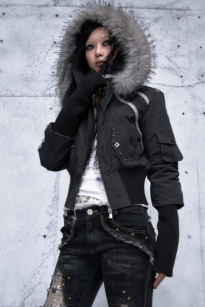 Hooded Fur Collar Parka Outer