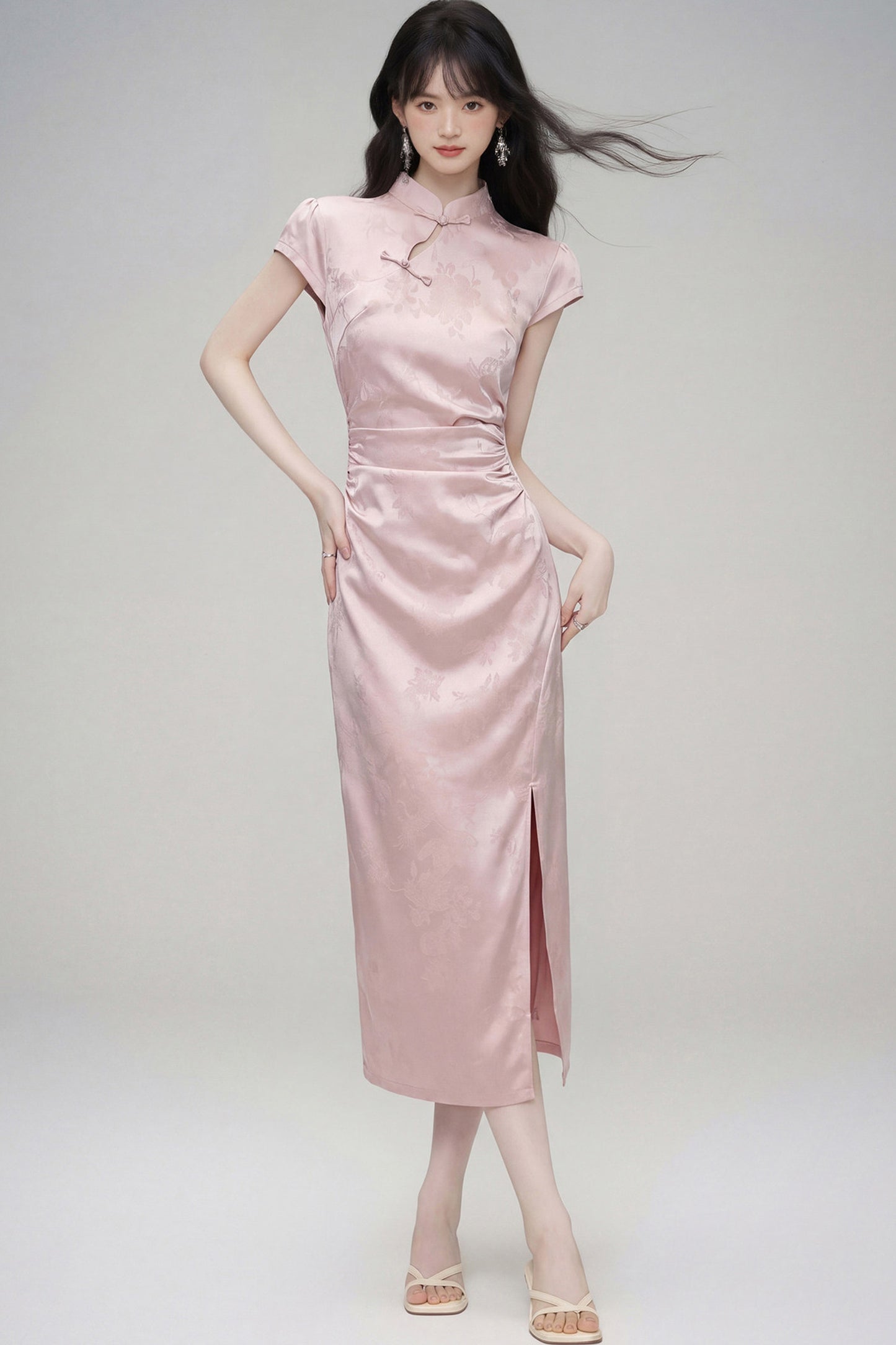 Peach Jade Cheongsam Dress