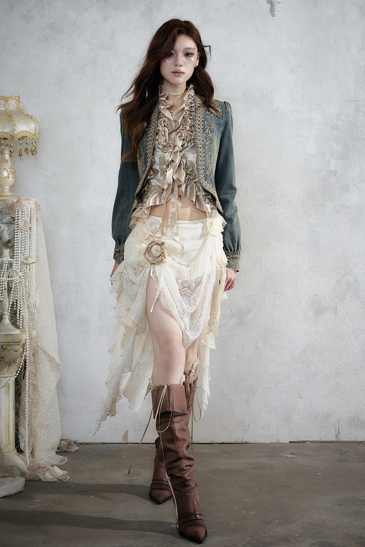 Distressed Embroidered Denim Jacket