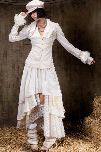 Layered Collar Chiffon Shirt