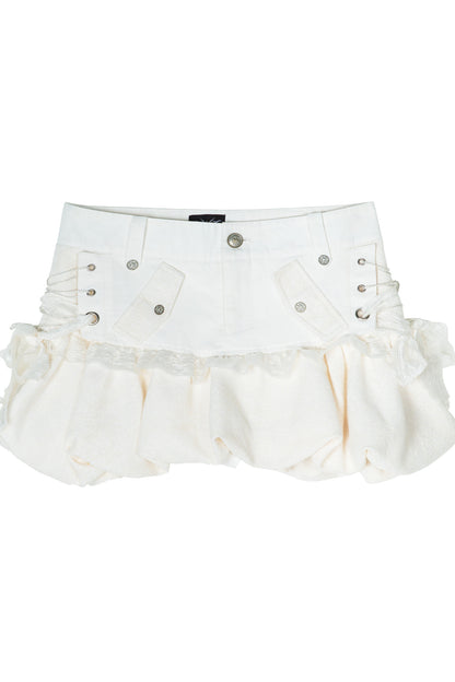 Low-Waist Patchwork Floral Bud Skirt