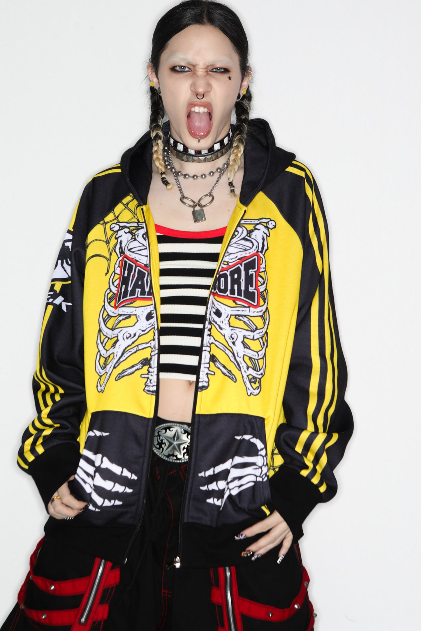 Skeleton Ribcage Hooded Zipper Jacket
