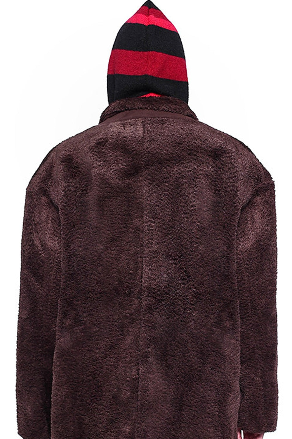 Red Black Striped Embroidered Hoodie
