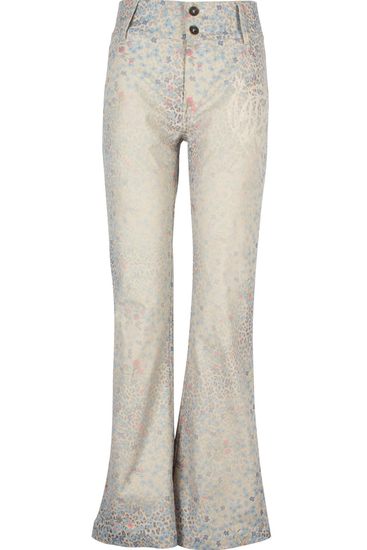 Leopard Floral Print Flared Pants