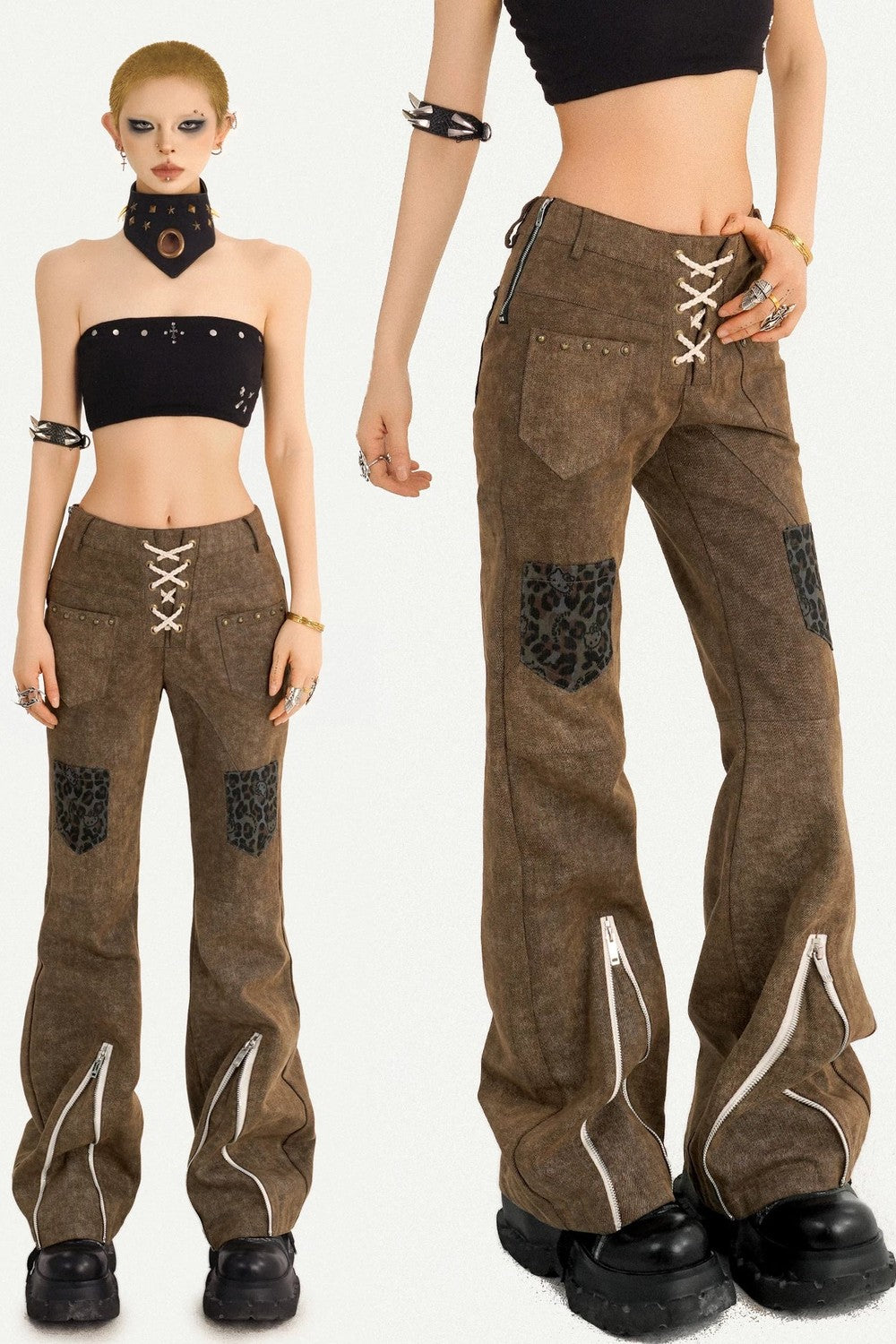 Punk High Waist Zipper Pants