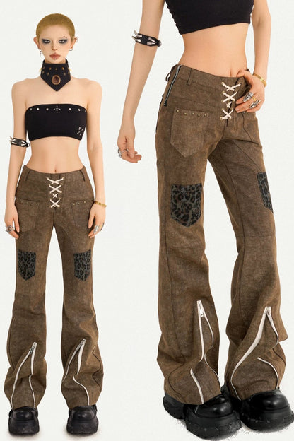 Punk High Waist Zipper Pants