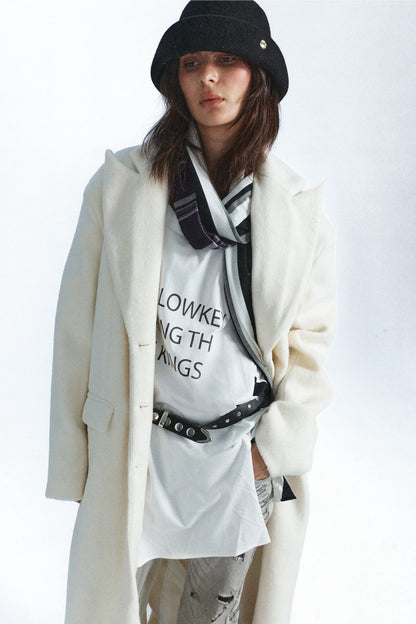Double-Sided Wool Silhouette Lapel Coat