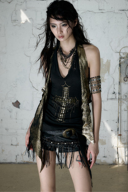 Retro Punk Knitted Halter Top