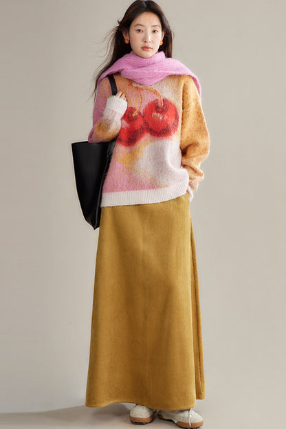 Retro Corduroy A-Line Skirt