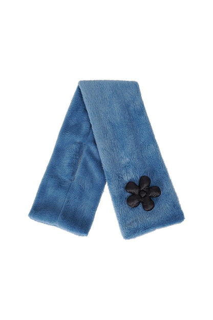 Floral Patchwork Blue Plush Scarf