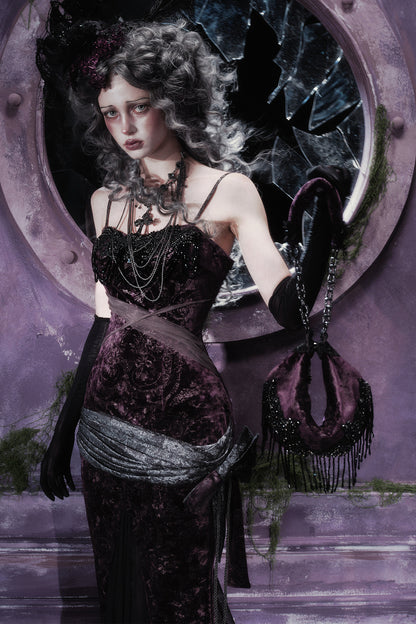 Gothic Sparkling Tassel Handheld Shoulder Handbag