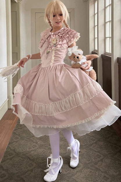 Pink Lace Embroidered Dress Set-Up
