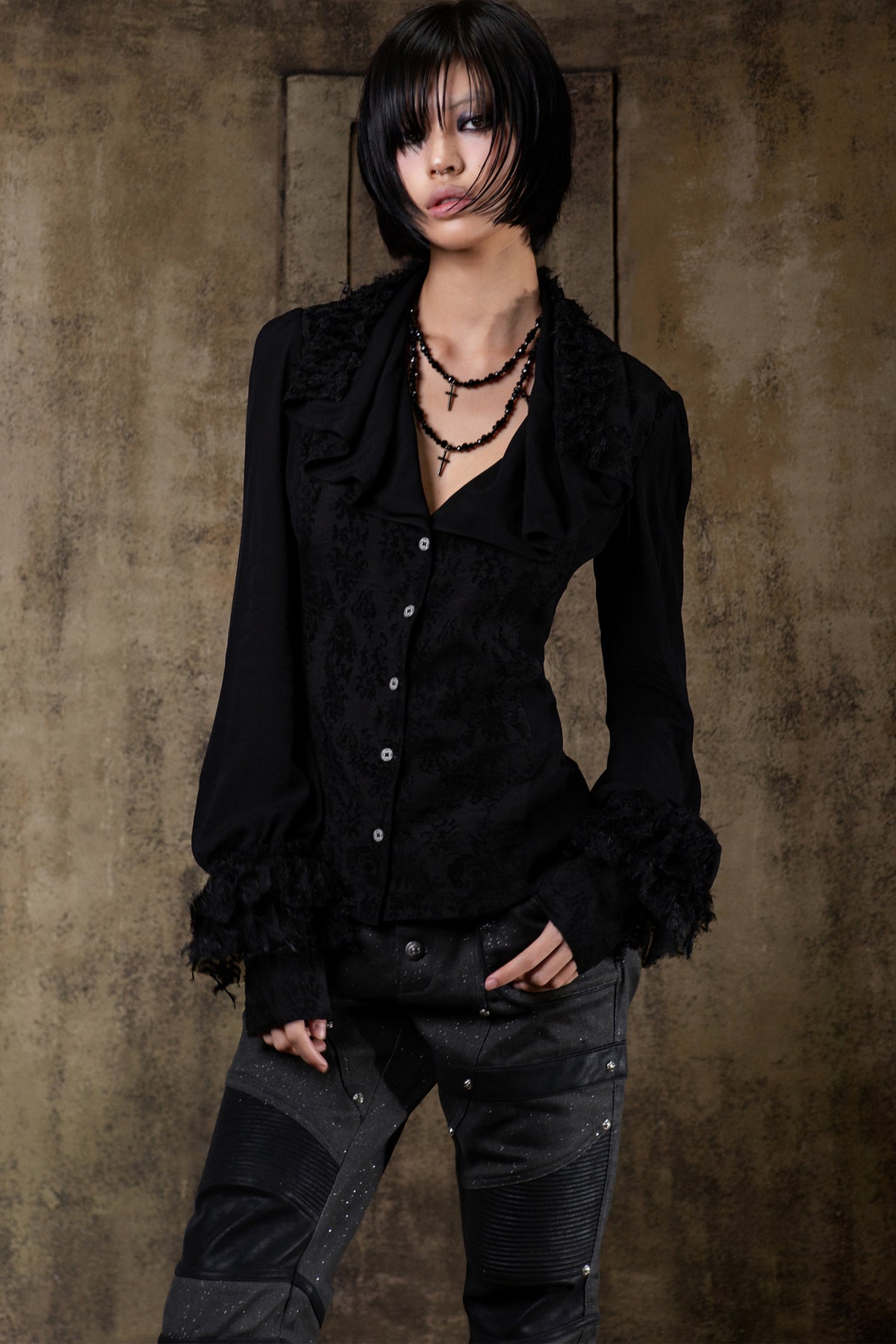 Layered Collar Chiffon Shirt