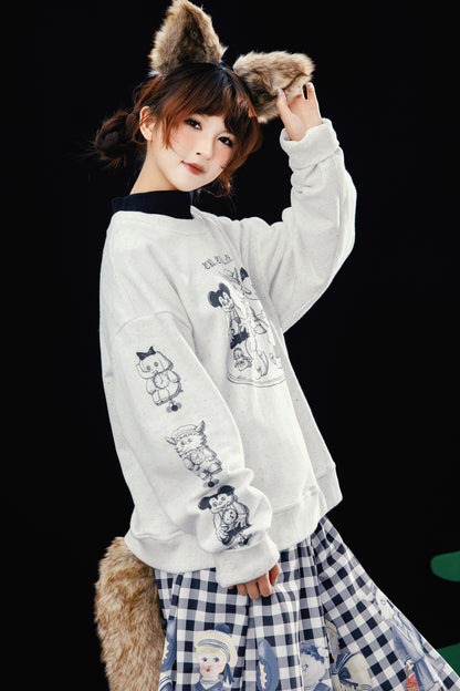 Old Wolf Asymmetrical Gray Speckled Sweatshirt