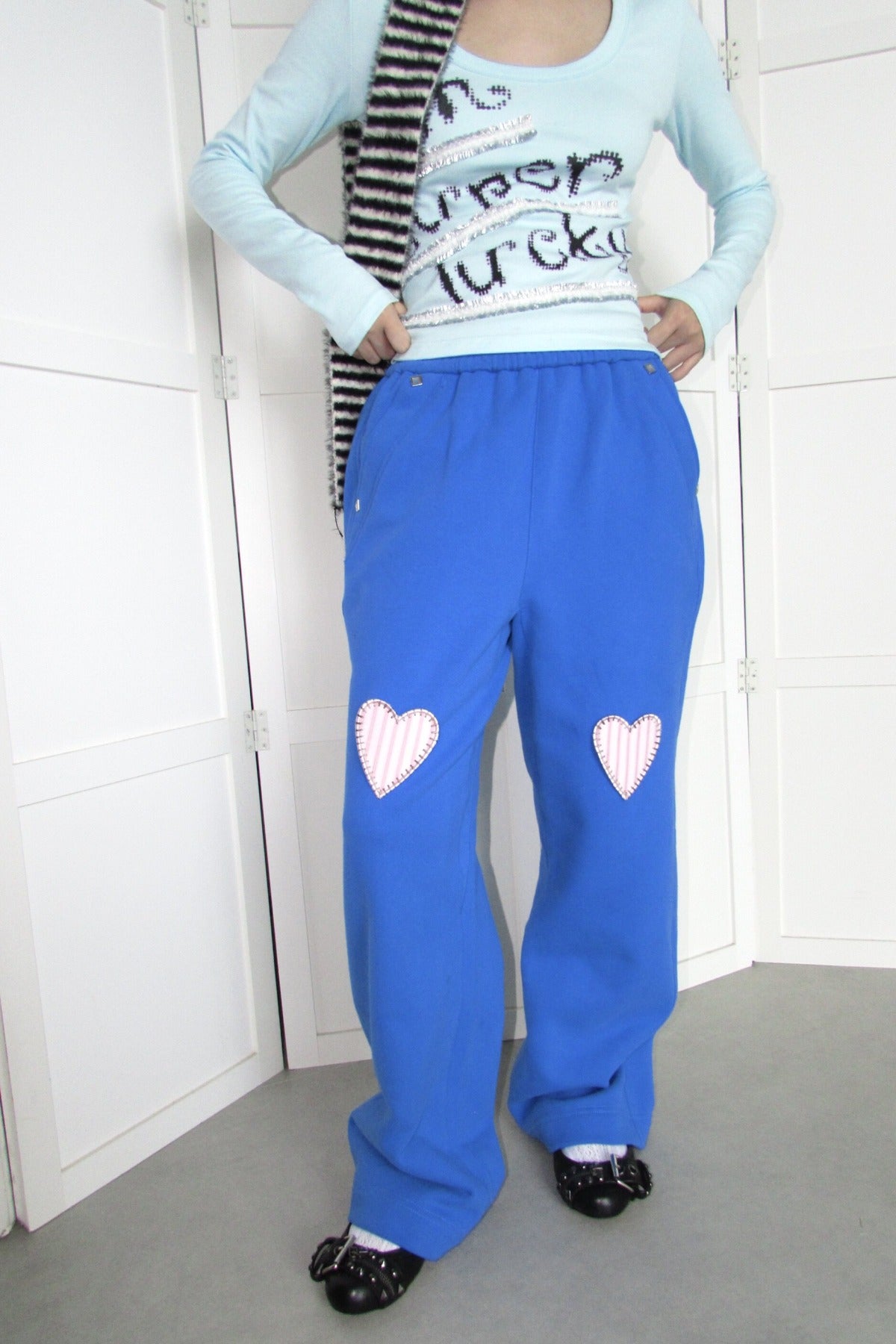 Heart Patch Wide Leg Sweatpants