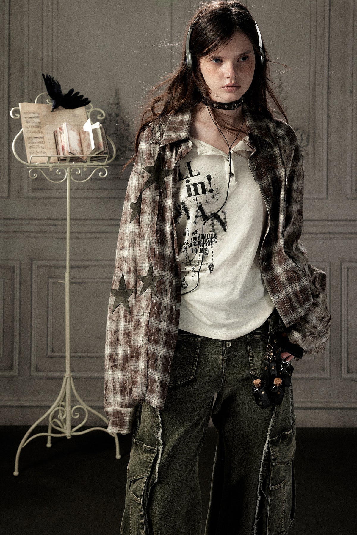 Coffee-Colored Plaid Shirt