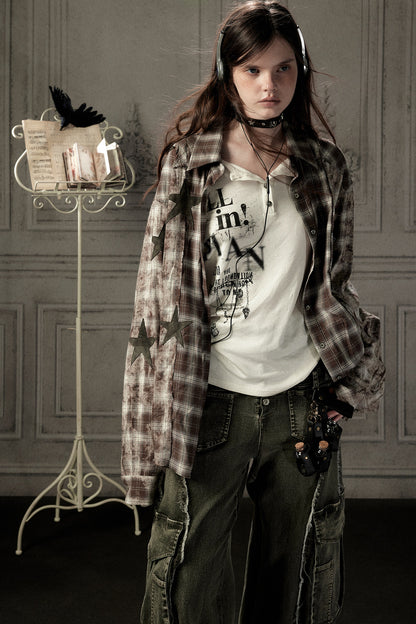 Coffee-Colored Plaid Shirt
