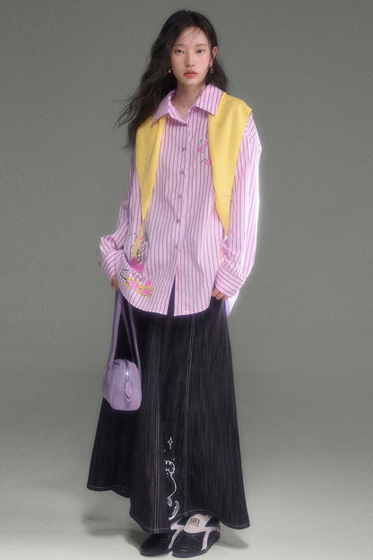 Holiday Striped Long-Sleeve Shirt and Pants Set-Up