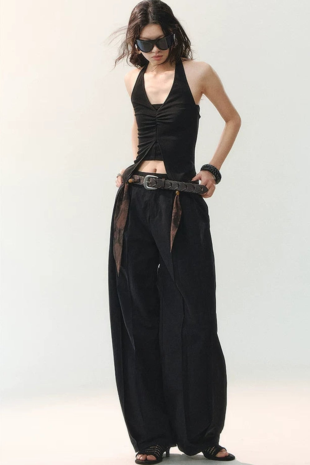 Silk Tie Waist Trousers