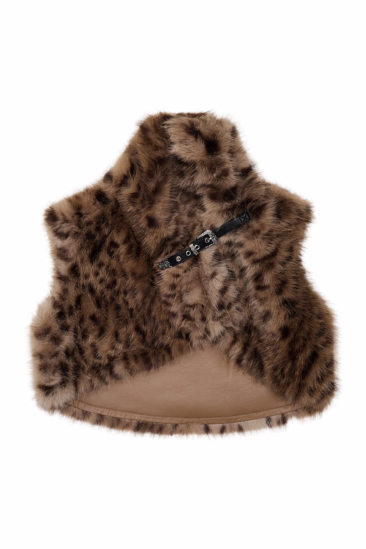 Belted Leopard Faux Fur Vest