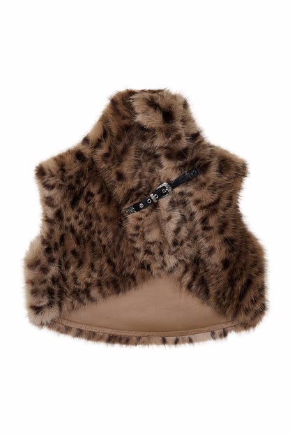 Belted Leopard Faux Fur Vest