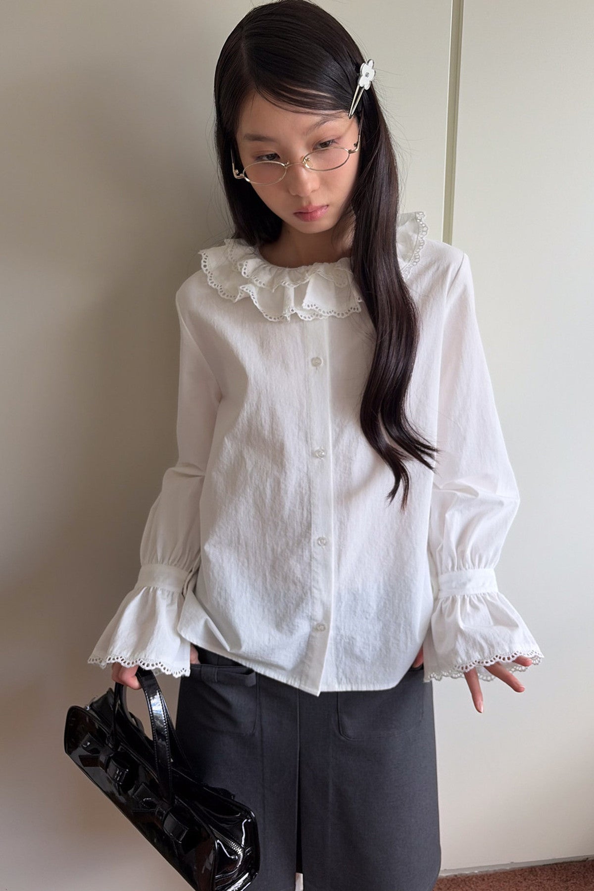 Lace Ruffle Collar Blouse