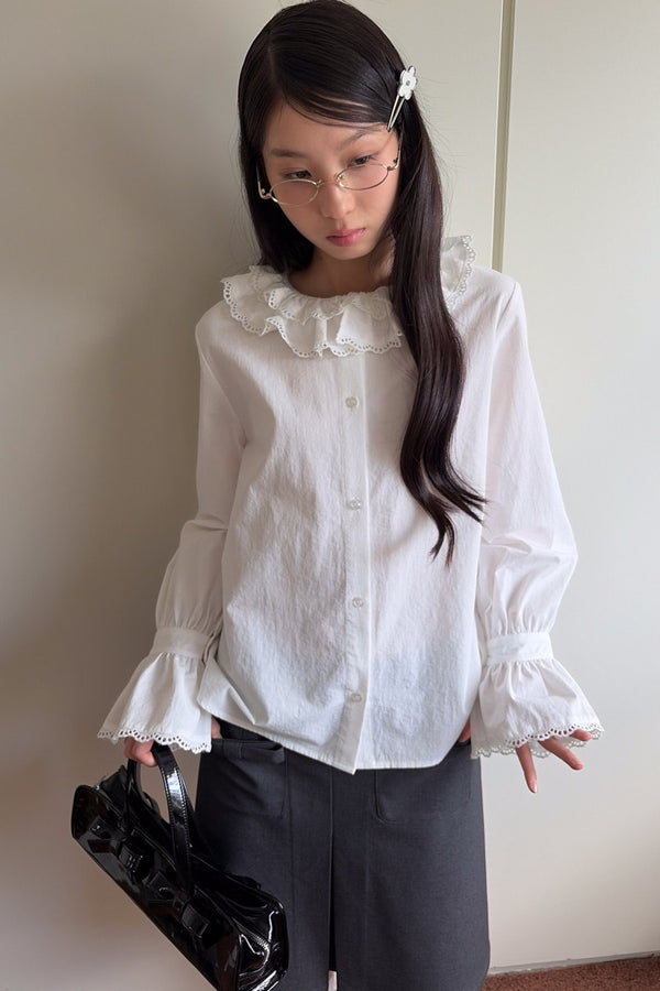Lace Ruffle Collar Blouse