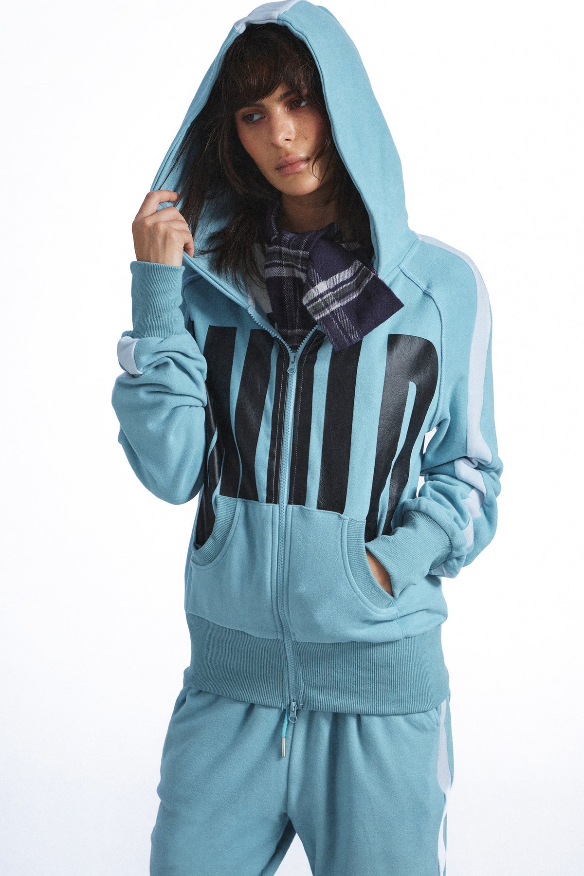 Printed Hooded Jacket and Long Pants Set-Up