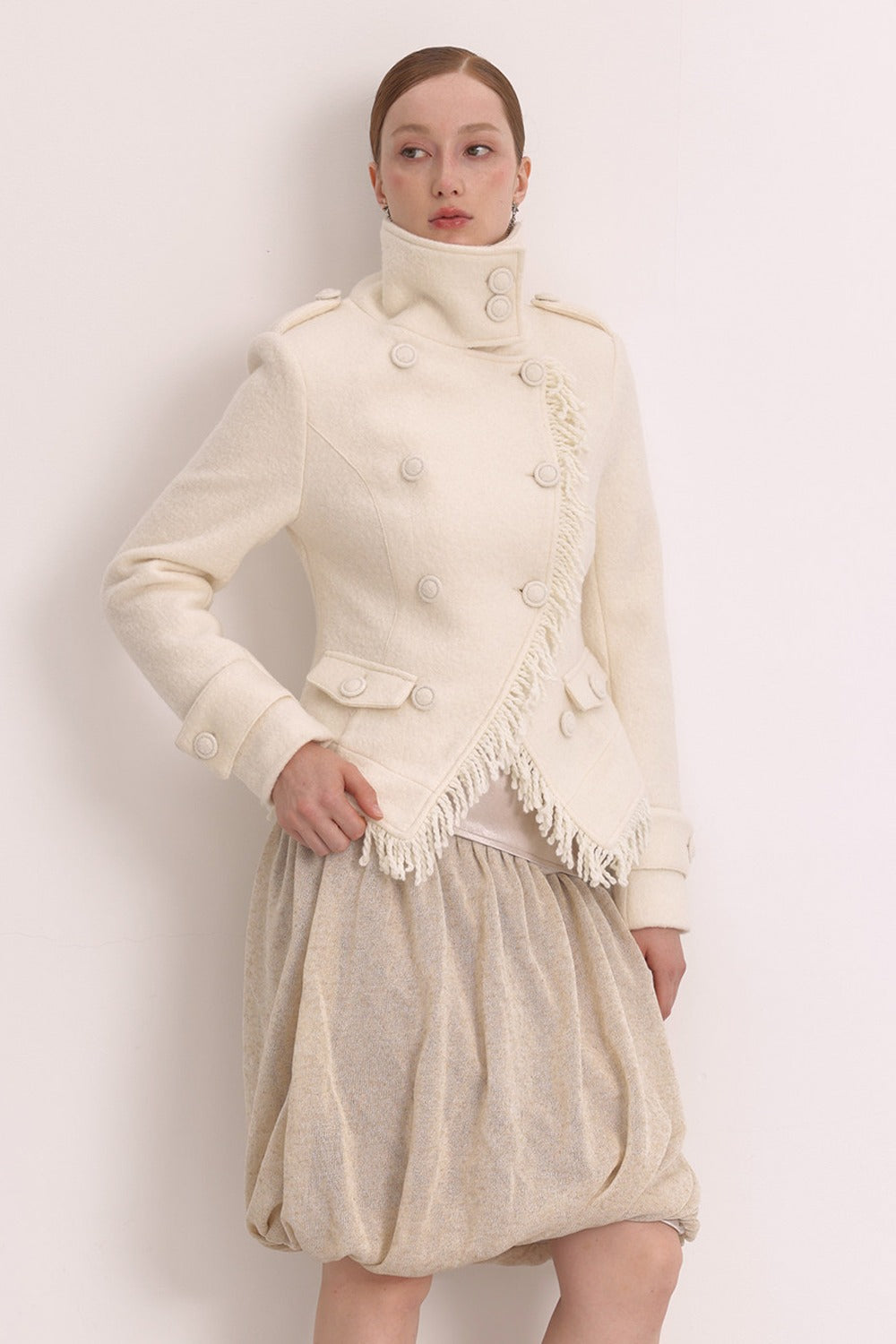 Oatmeal Oil Painting Texture Irregular Skirt