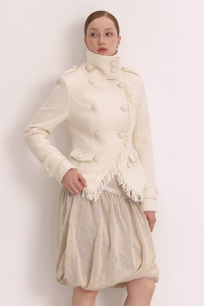 Oatmeal Oil Painting Texture Irregular Skirt