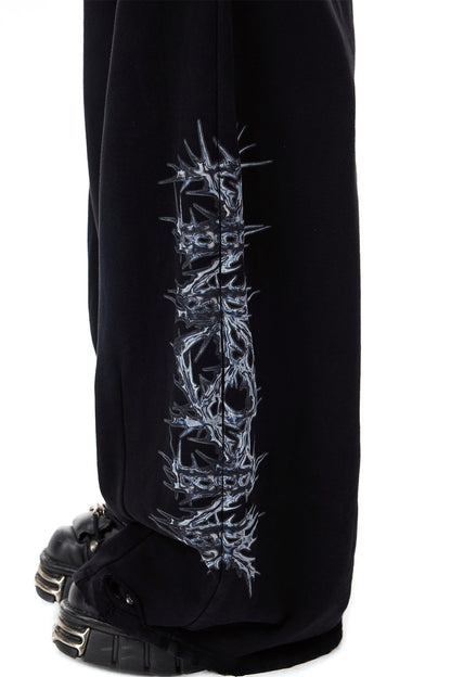 Rhinestone Rivet Scissor-Leg Sweatpants