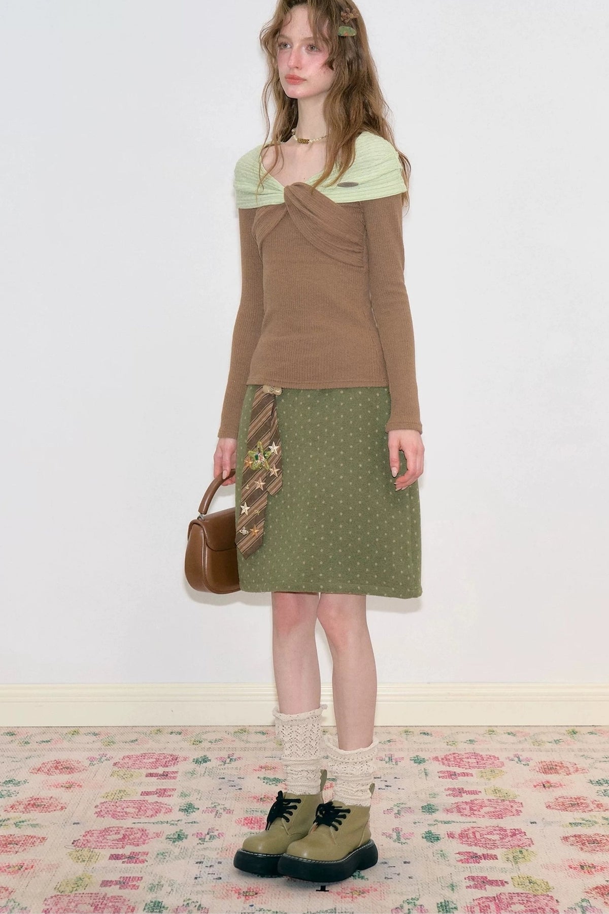 Green Polka Dot Bodycon Skirt
