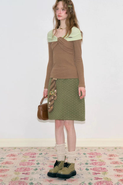 Green Polka Dot Bodycon Skirt