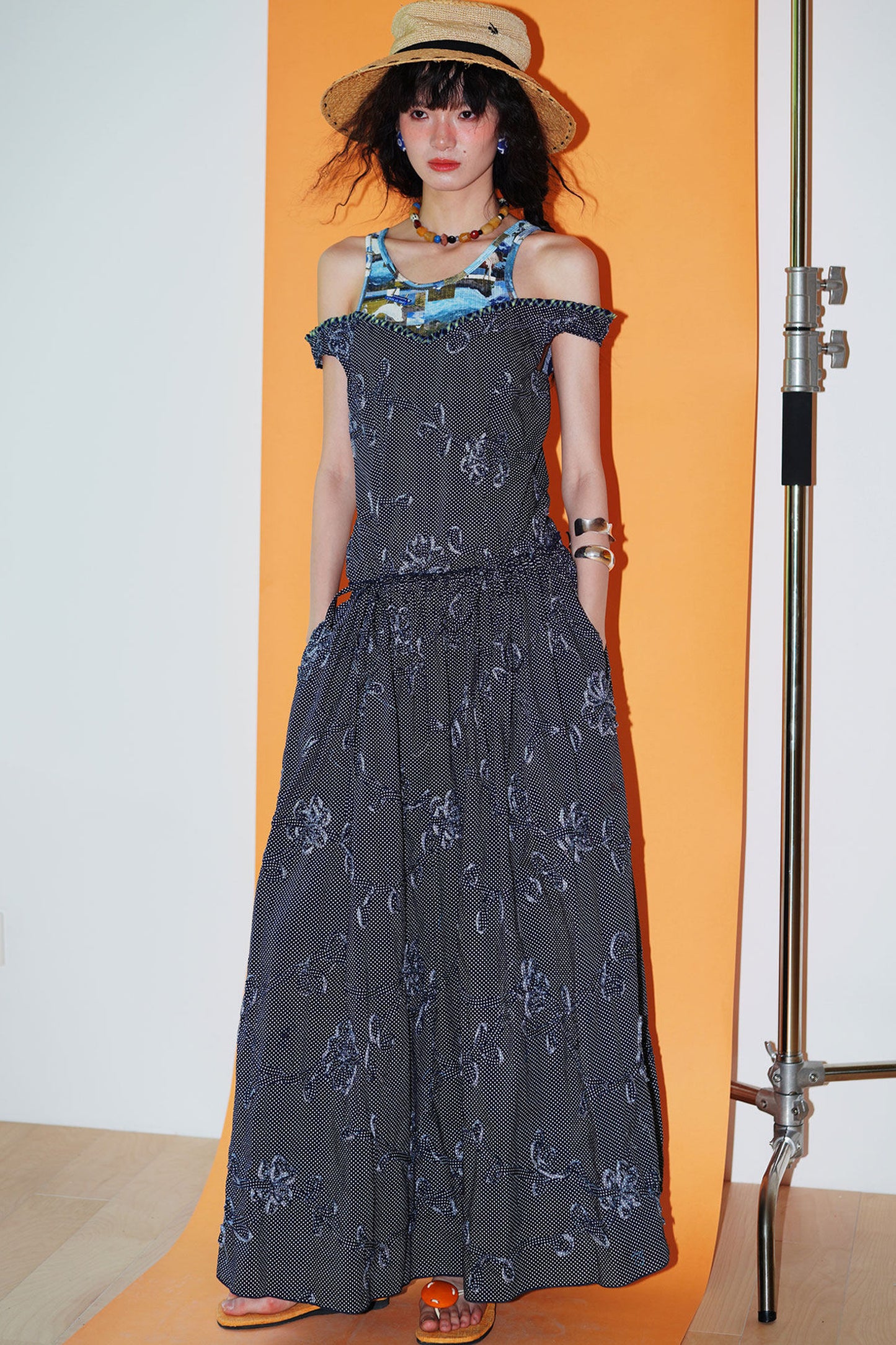 Vacation Polka Dot Embroidered Dress