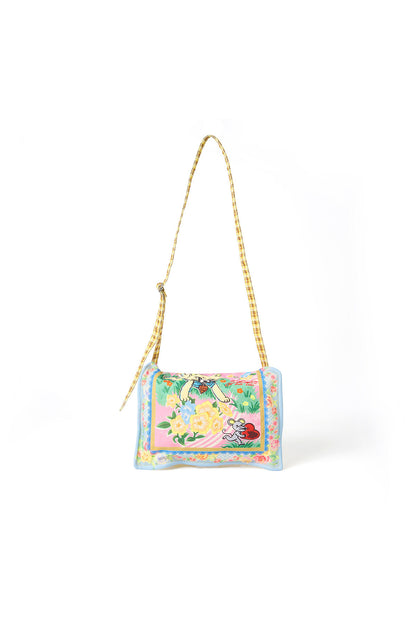 Yellow Plaid Cat Handkerchief Crossbody Bag