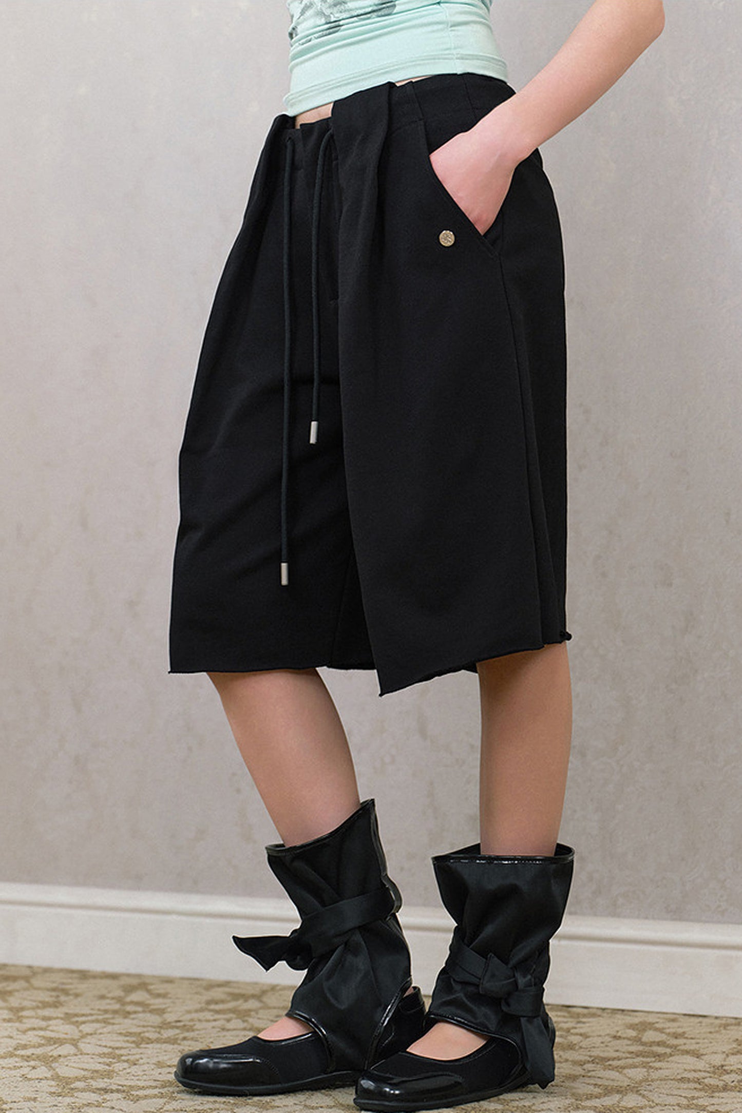 Loose Knit Drawstring Shorts