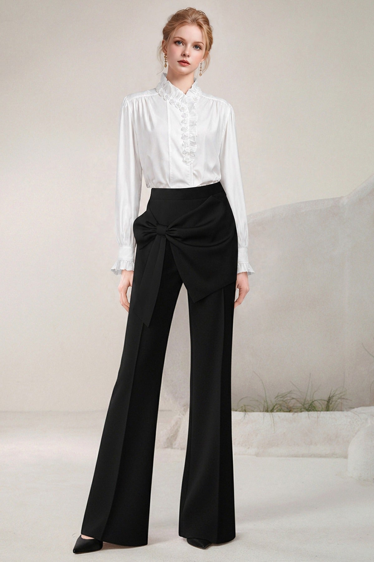 Ruffled Stand Collar Blouse