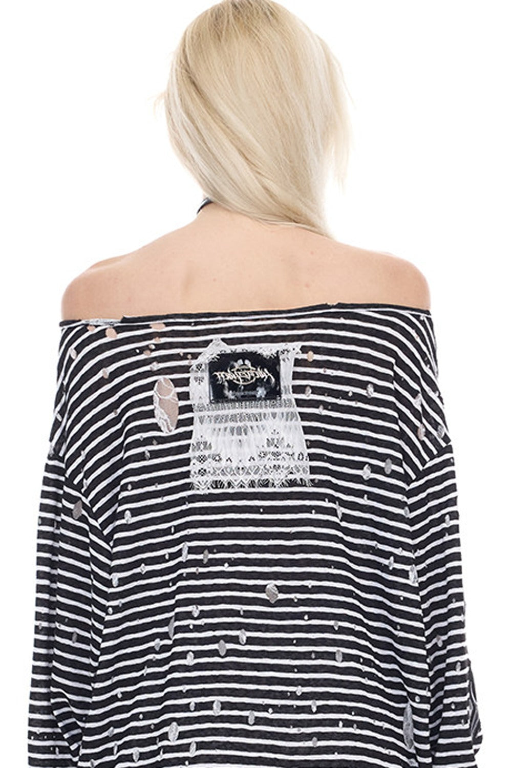 Rock Frog Striped Lace Trim T-Shirt