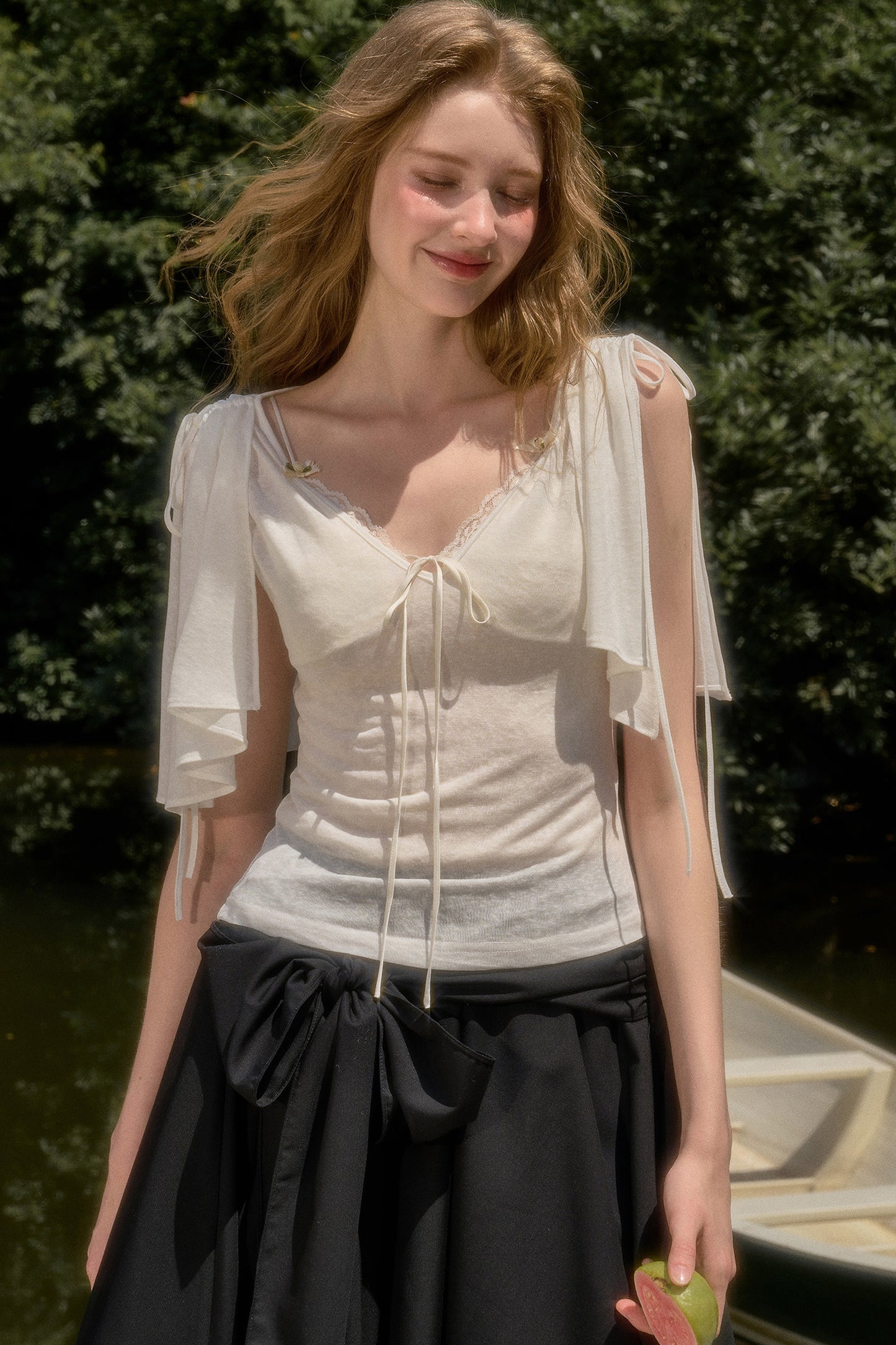Cape-Style Short-Sleeve Top and Dress Set-Up