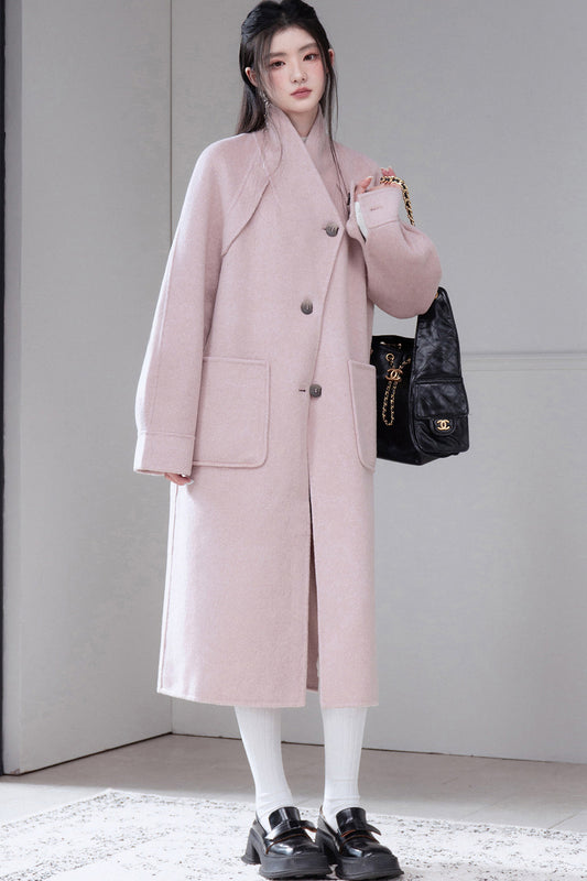 Low Lapel Woolen Coat