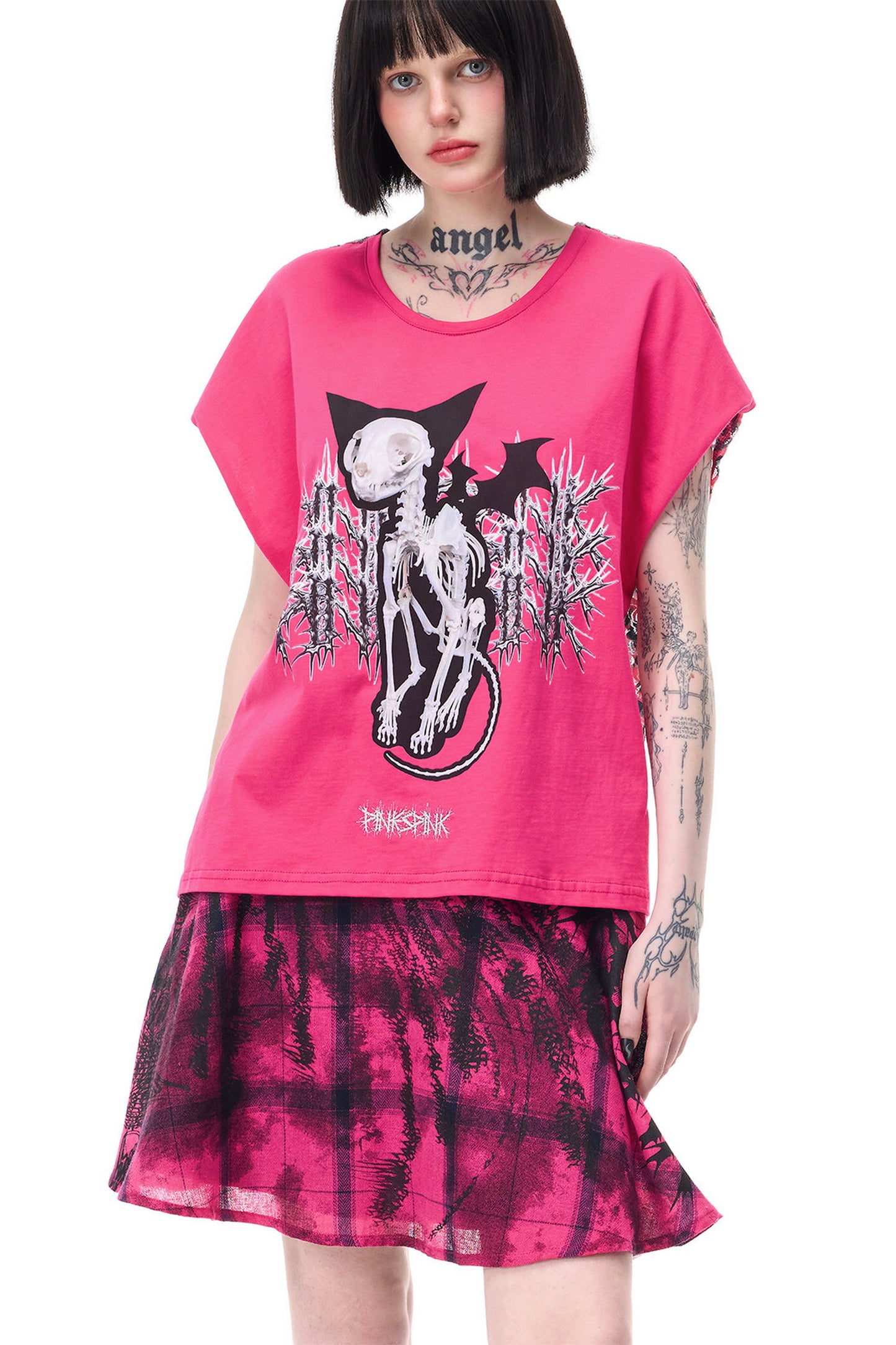 Cat Skeleton Leopard Print Top