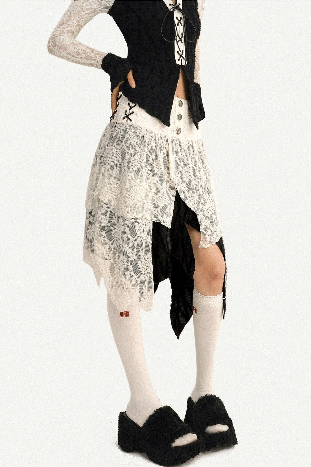 Retro Patchwork Lace Skirt