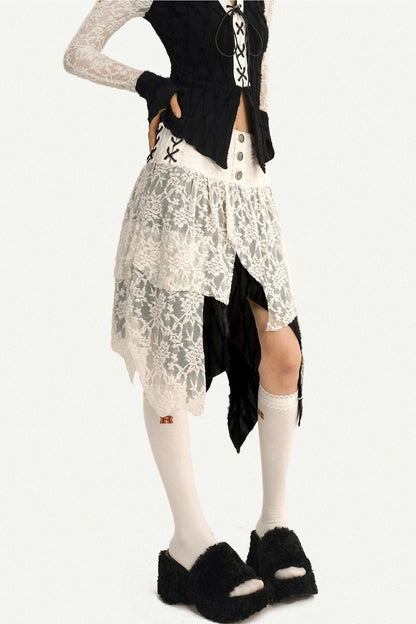 Retro Patchwork Lace Skirt