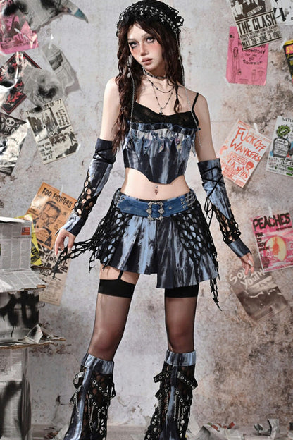 Butterfly Irregular Low-Waist Pleated Skirt